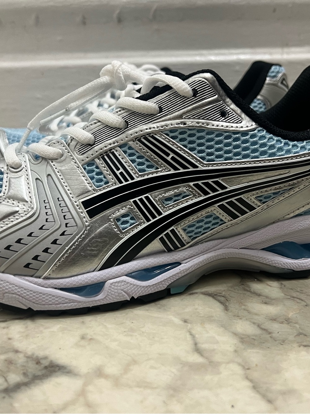 ASICS Silver, Light Blue & Black Men's Athletic Running Shoes